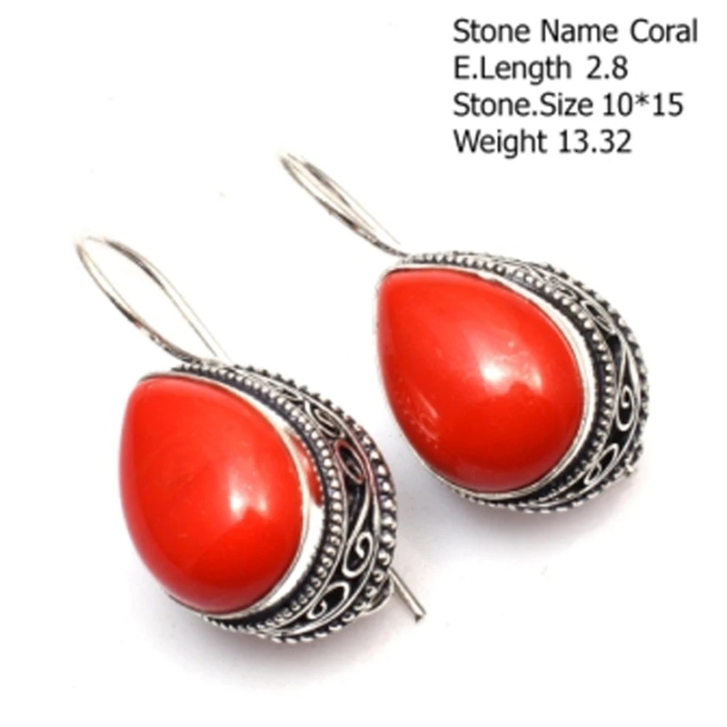 Antique earrings citric acid blue yellow jade violet coral 250326