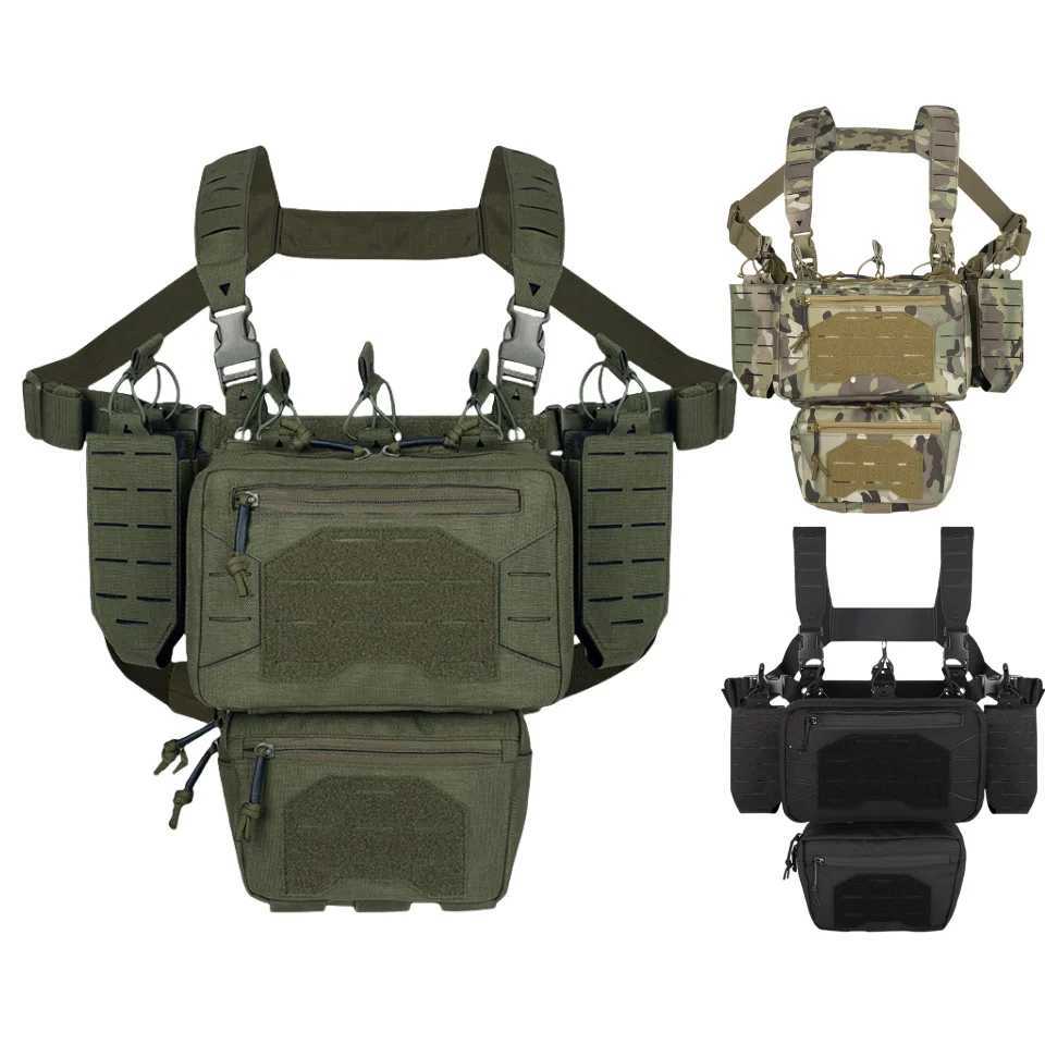 YAKEDA Tactical Chest Mini Rig Vest with Magazine Pouch Adjustable Detachable Laser-cutting Molle Modular Chest Vest XJ251114