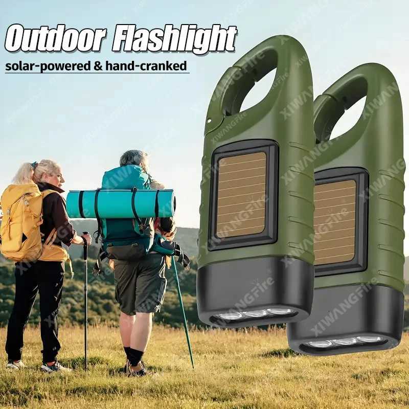 LED Flashlight Hand Crank Solar Powered Survival Gear Self Powered Torch Emergency Flashlights For Hiking Camping Running M251115