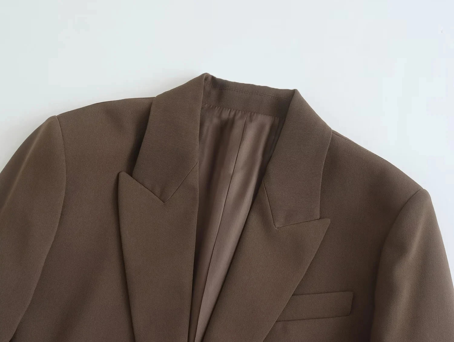 TRAFZA Womens Fashion Autumn Brown Office Womens Loose V-neck JacketHigh Waist Long Leg Pants Retro Womens Set 250409