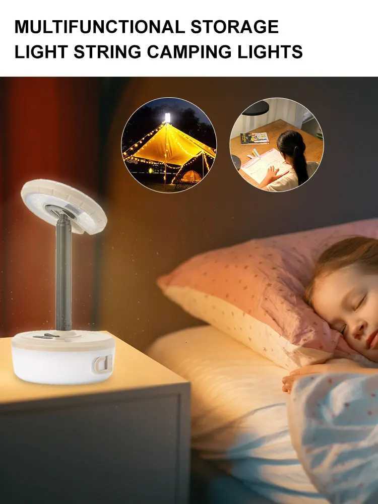 Portable LED Camping Lamp 10M Length Waterproof Recyclable Light 5 Sections Height Outdoor Garden Decoration Lamp for Tent Room M251115