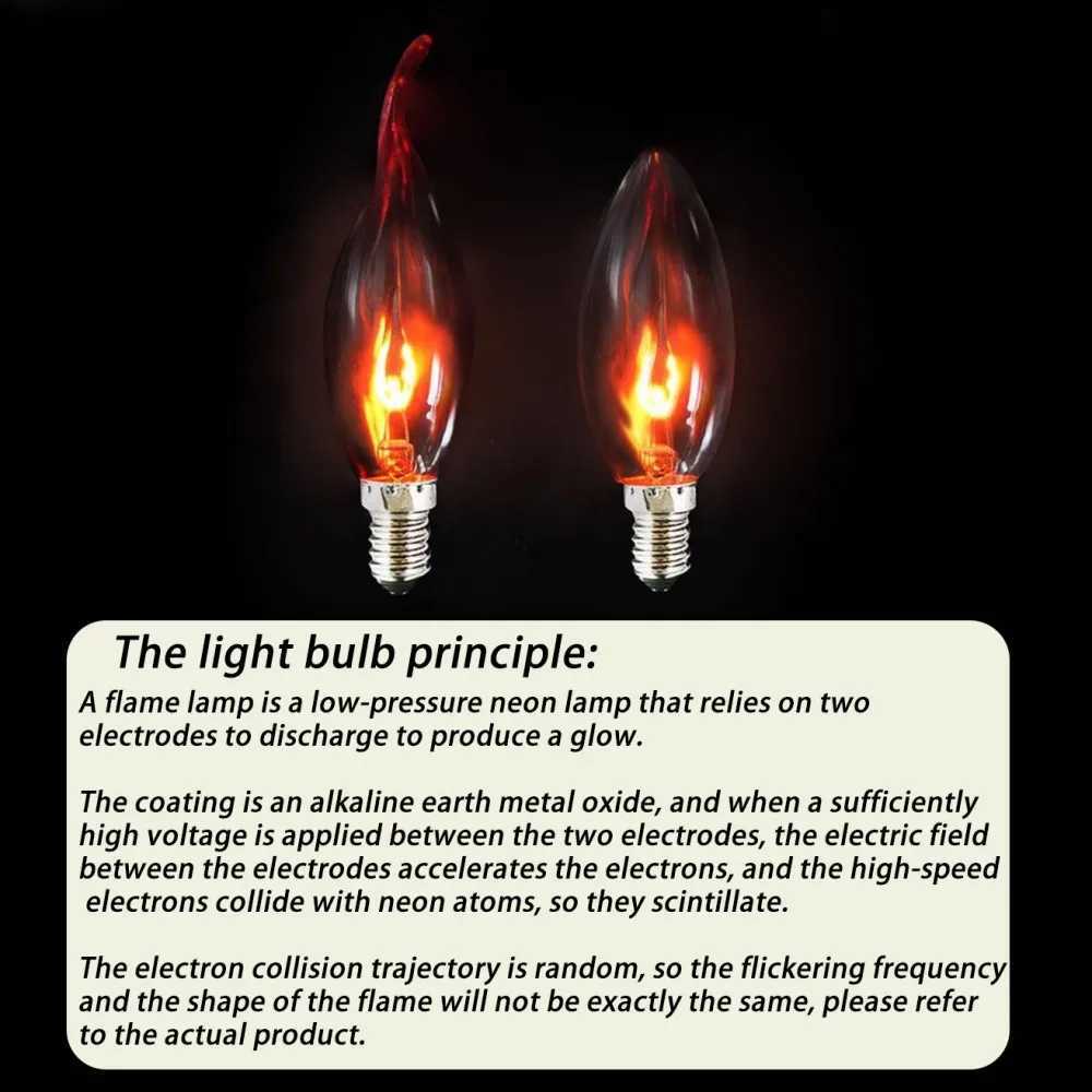 6 packs C18 Flame Bulb 120V 1W E12 Screw Base - apply to Dancing Tail Effect Bulbs for Chandeliers/Christmas Lights 1000Hrs C251115