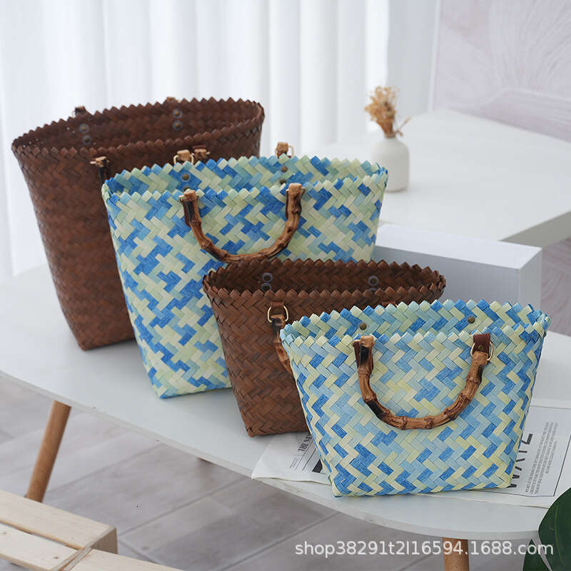 Handmade Beach Bag 2024 New Forest Series Woven Large Capacity Simple Women's Stylish Handheld Shopping Beach Bag Kq2