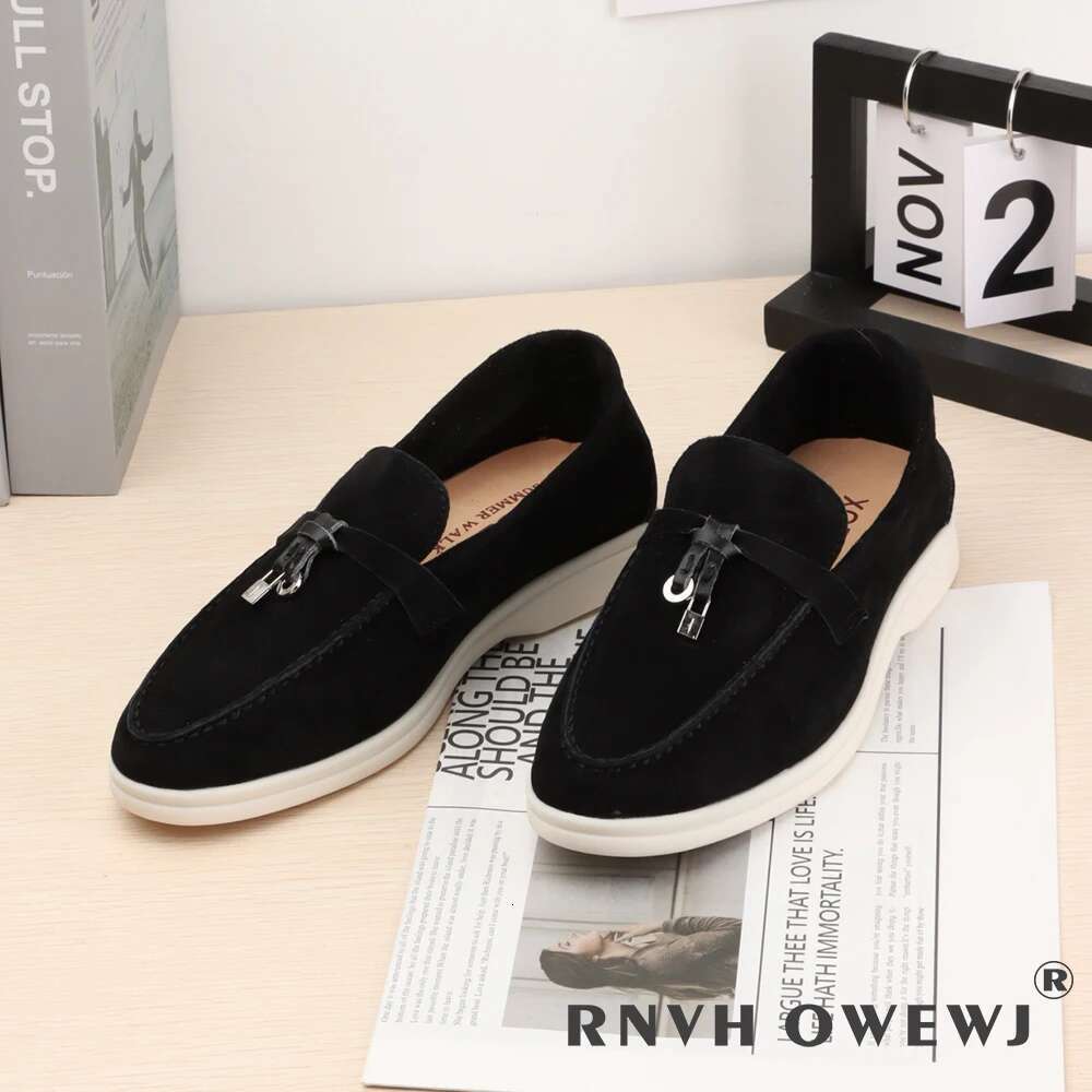 Suede Leather Spring Autumn Casual Women Rubber Sole Men Flat Loafers Comfortable Shoes