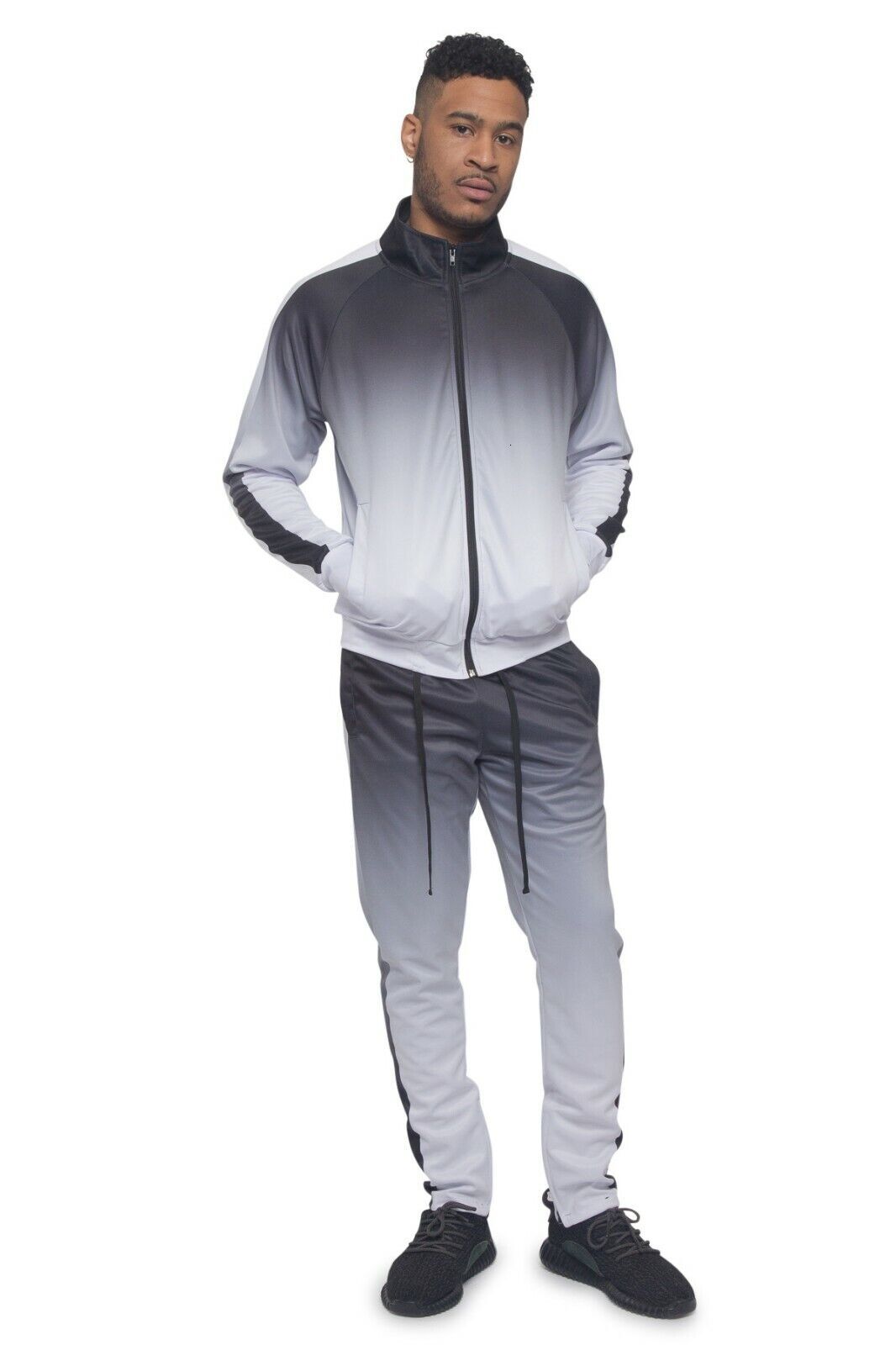 Gradient Men's Ombre Colored Pant&Jacket 2 Piece Sweatsuit Set Track Suit ST579