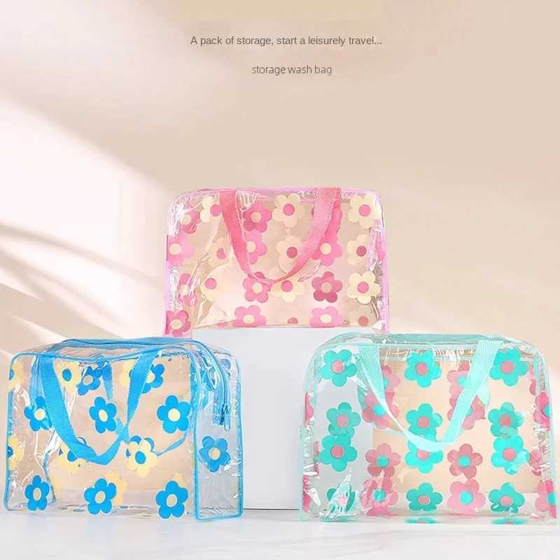 Transparent PVC Makeup Bag Portable Womens Flower Waterproof Makeup Bag Travel Wing Toilet Shower Storage BagXJ250415