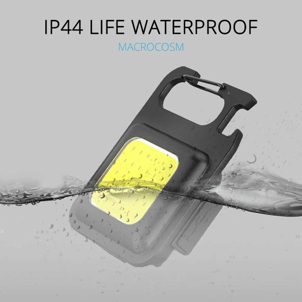 Portable Mini Super Bright COB Keychain Light 4 Lighting Modes Forwork Light Flashlight Charging Lamp Camping Lights with Magnet M251115
