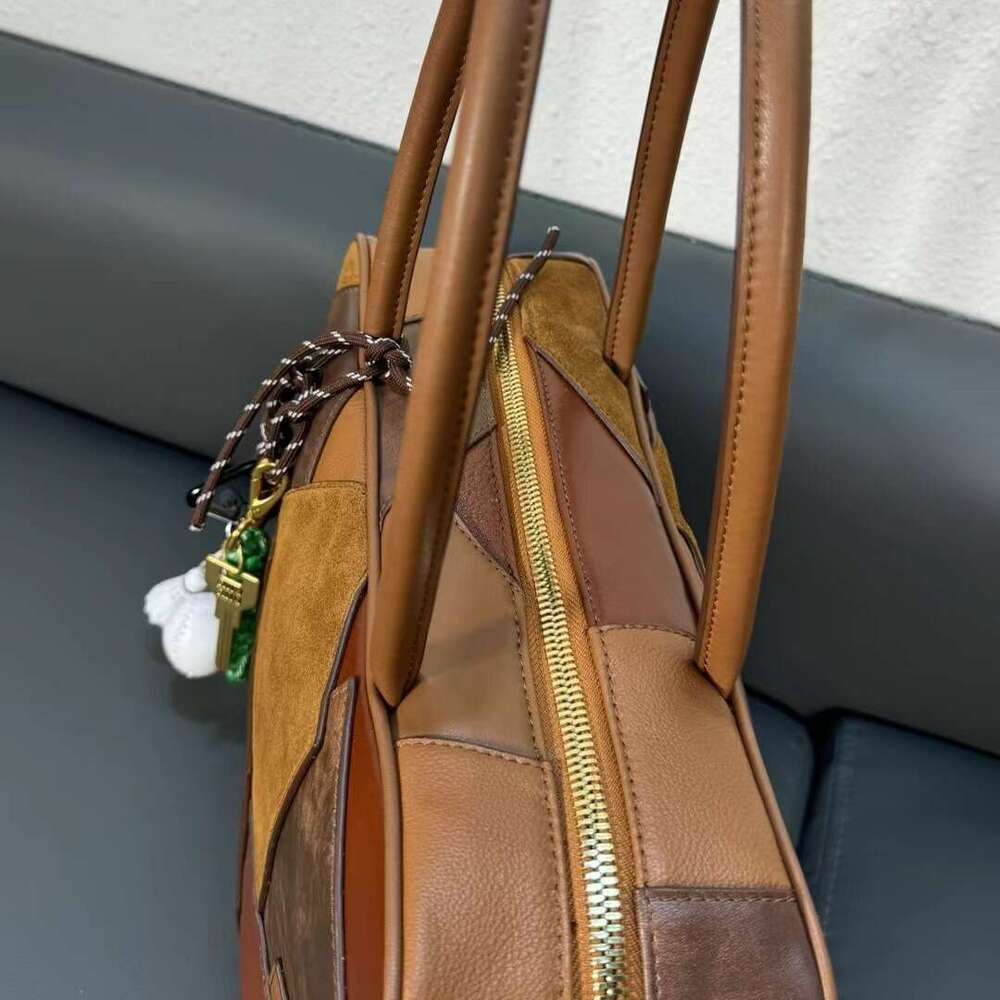 Mm Women's Bags Autumn New Leather Splicing Used Bowling Small Square Bag Mini Hanging Decoration Color Blocked Single Shoulder Handbag
