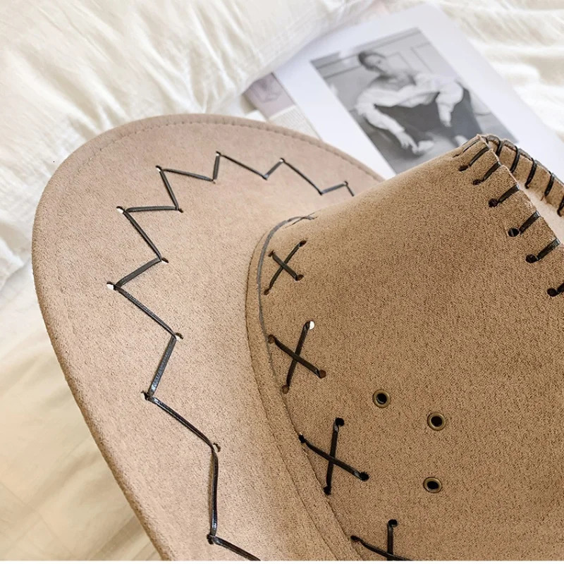 Stylish Sunshade Cowboy Hat Christmas Party Cosplay Cap Vintage Hat for Camping Fishing Mountaineering Vacation Year Gifts 250407