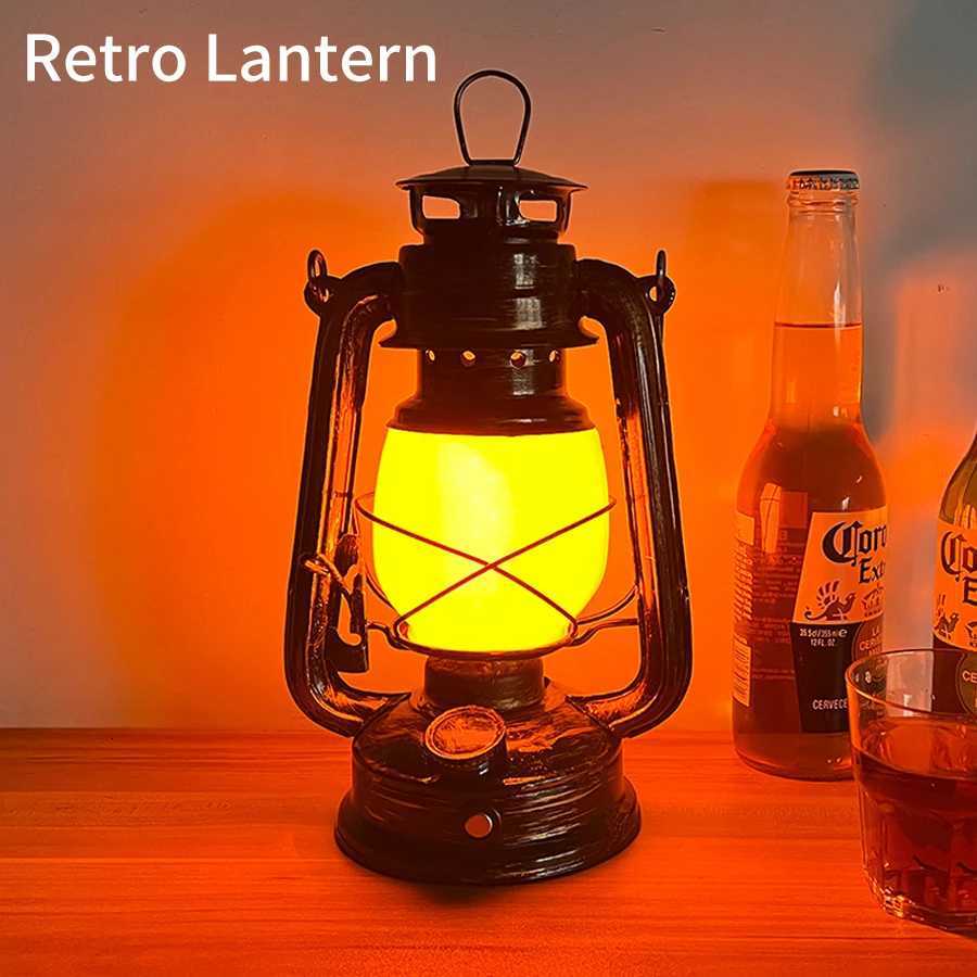 Retro Portable LED Horse Lantern Lamp Rechargeable Hanging Camping Lights 3 Lighting Modes for Desktop Bar Resturant Decoration M251115