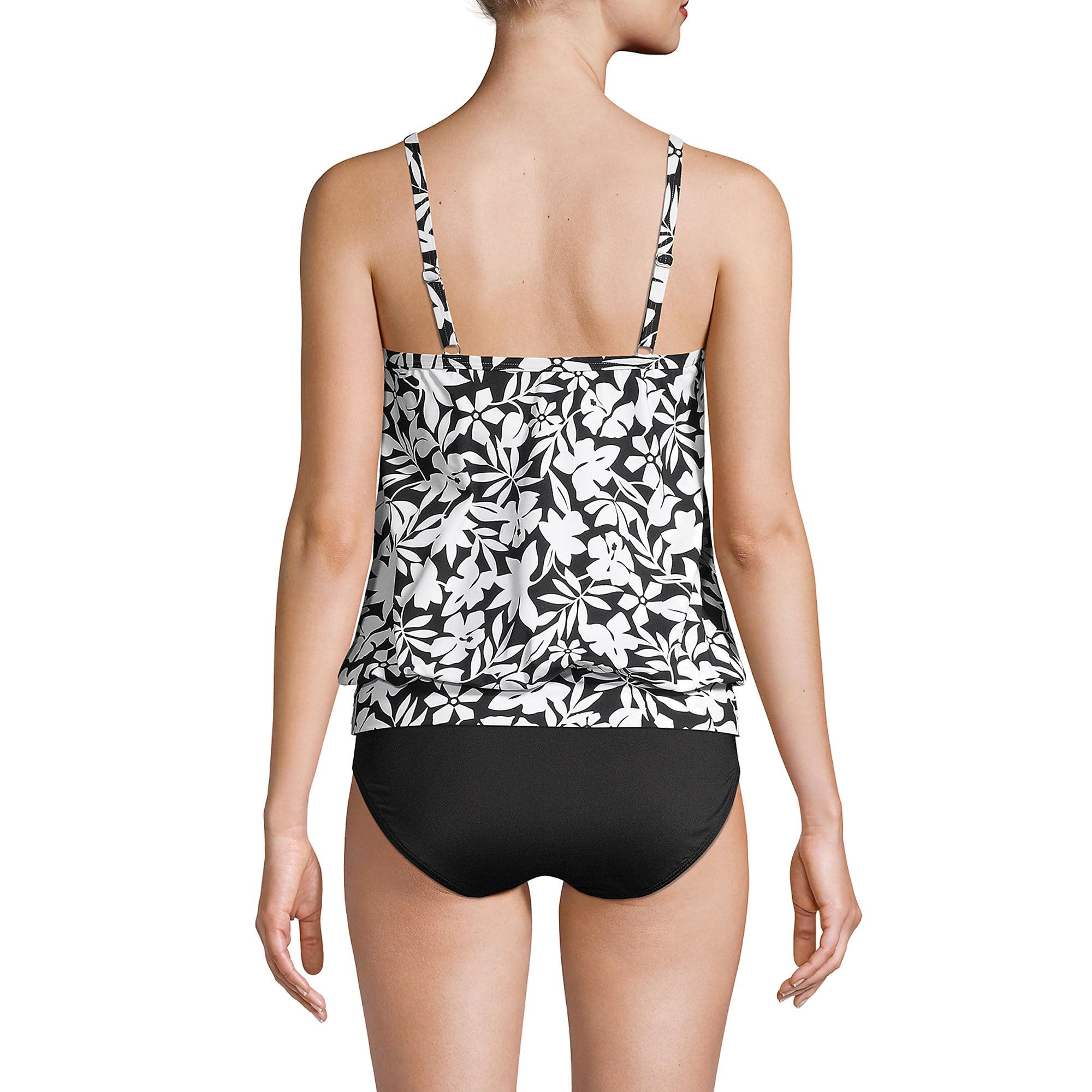 Two-piece Swimsuit for Women Flower Print Design Conservative Swimsuit Look Slimmer Adjustable Sling