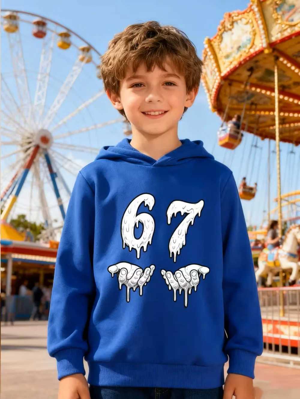 Bruh 67 Six Seven 6-7 Funny Brainrot Hoodies for Kids Chaotic Humor Y2k Game Saying Tee Fashion Boys Top CHIldrens ClothesW251115