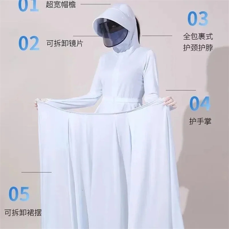 Sun Protection Clothing For Women Summer Long Full Body Sunscreen Jacket Outdoor Anti-UV Resistant Cycling Bike Coat Sets 2PCS 250415