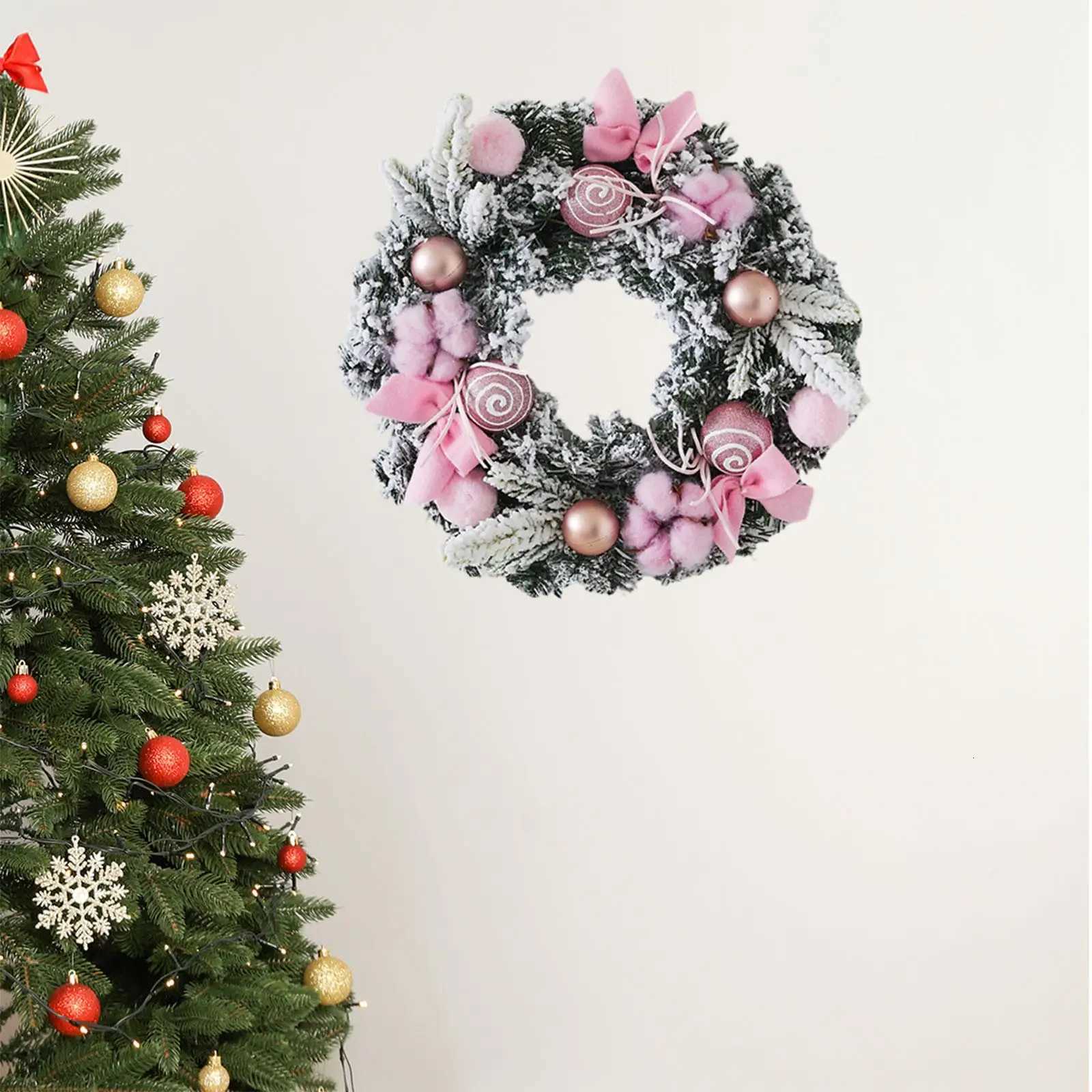 30cm Wreath Decorations With Light Christmas Garland Decor Festive Garland Lighted Wreath For Wall Winter Indoor HolidayM251115