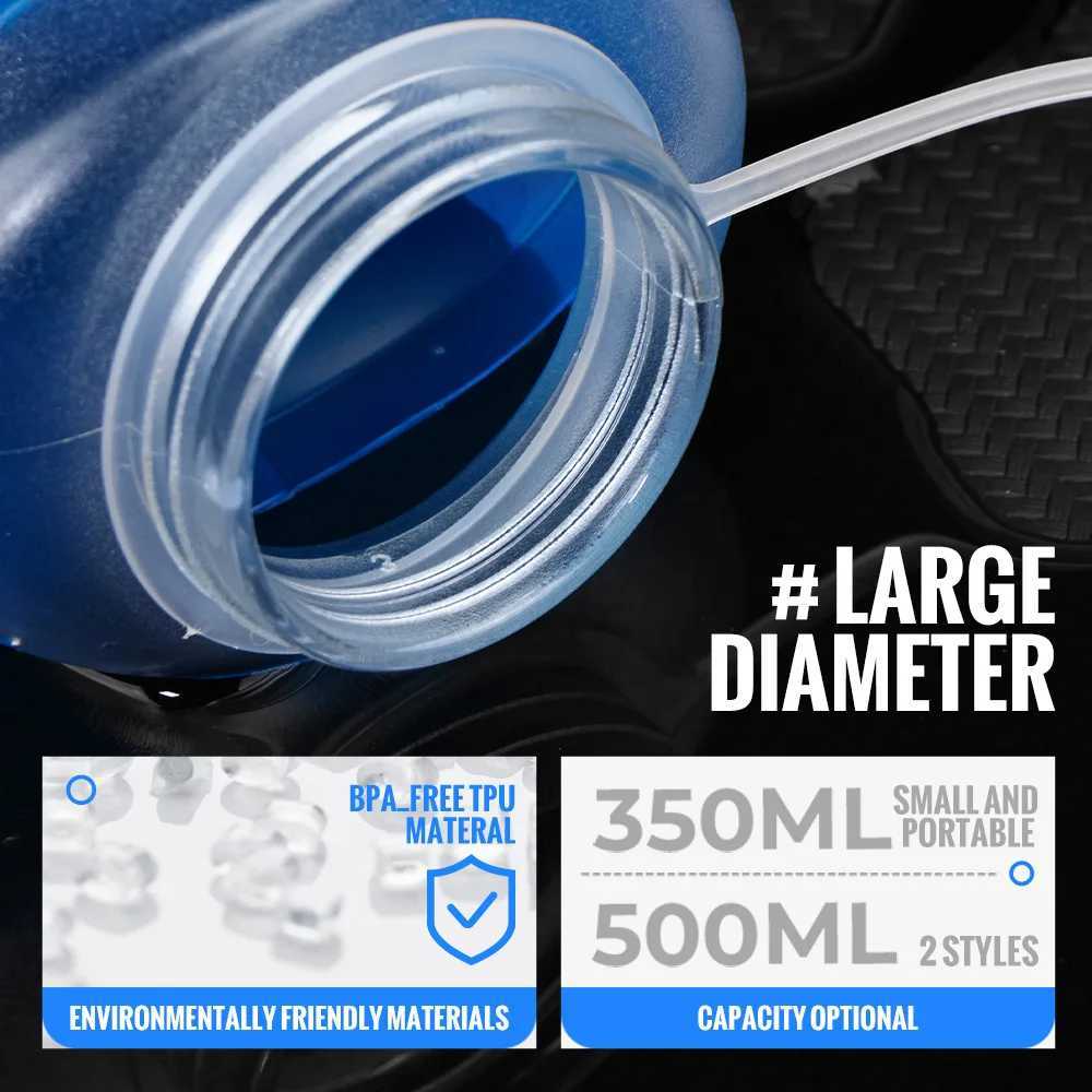 WRELS Water Bottle TPU Folding Soft Flask BPA-Free Collapsible Water Bottle for Hydration Vest Pack Running Hiking Water BottleW251114