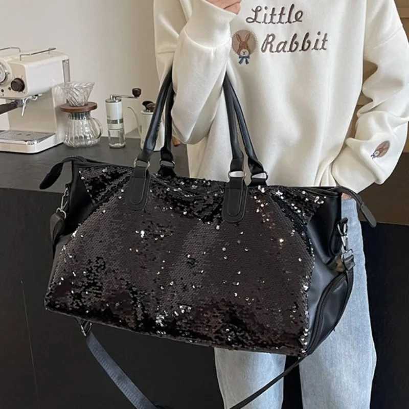 Solid hot selling fashion sequin large capacity womens shoulder bag 2025 fashion womens handbag travel cross body bag W250415
