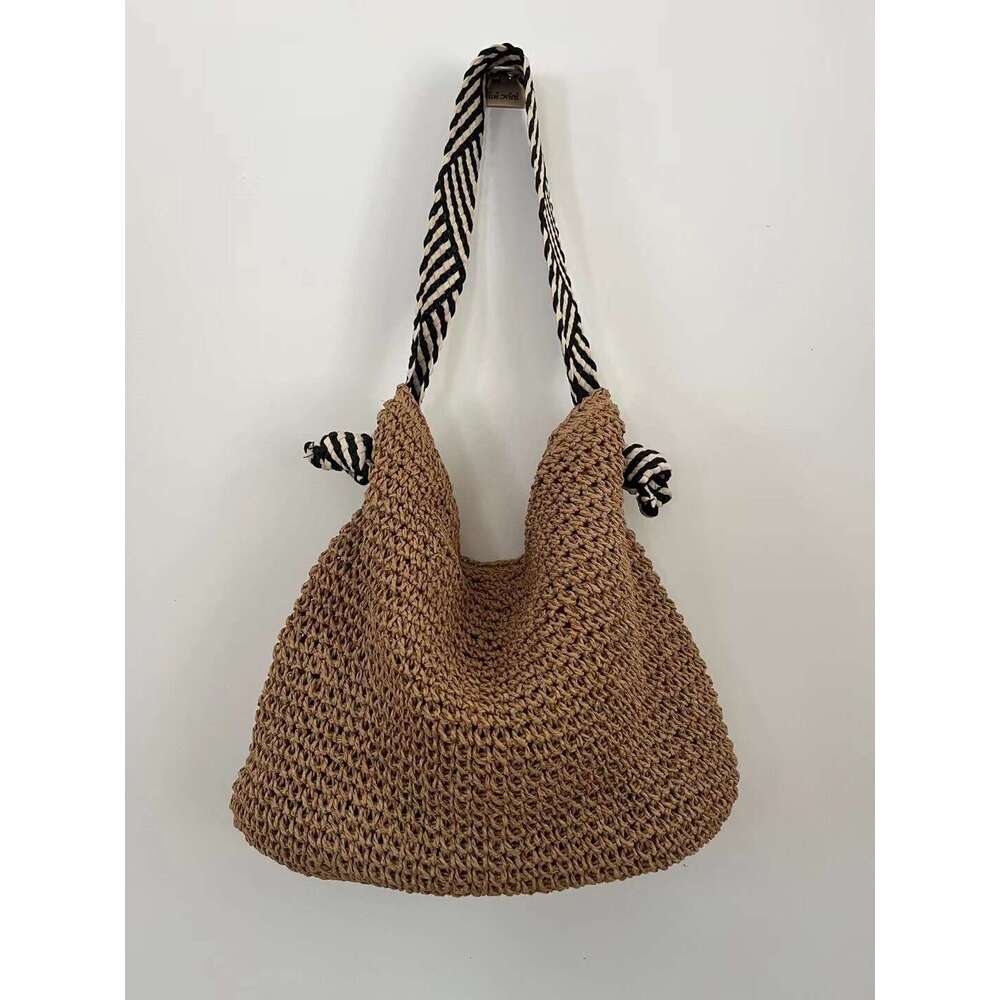 Handmade Beach Bag Lazy Wind Grass For Women's Summer 2025 New Large Capacity Single Shoulder Tote Vacation Beach Woven Bag Kq2