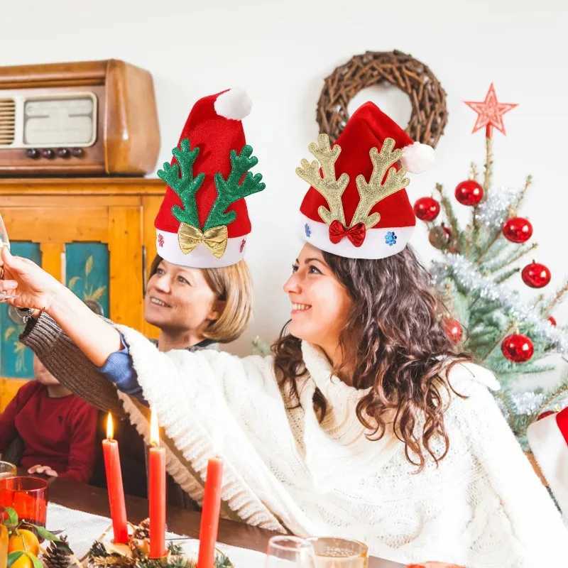 Christmas Hat Velvet Adult Deer Antler Bows Christmas Hats Home Festival Gathering Photography Decoration Props New Years Gift Y251115