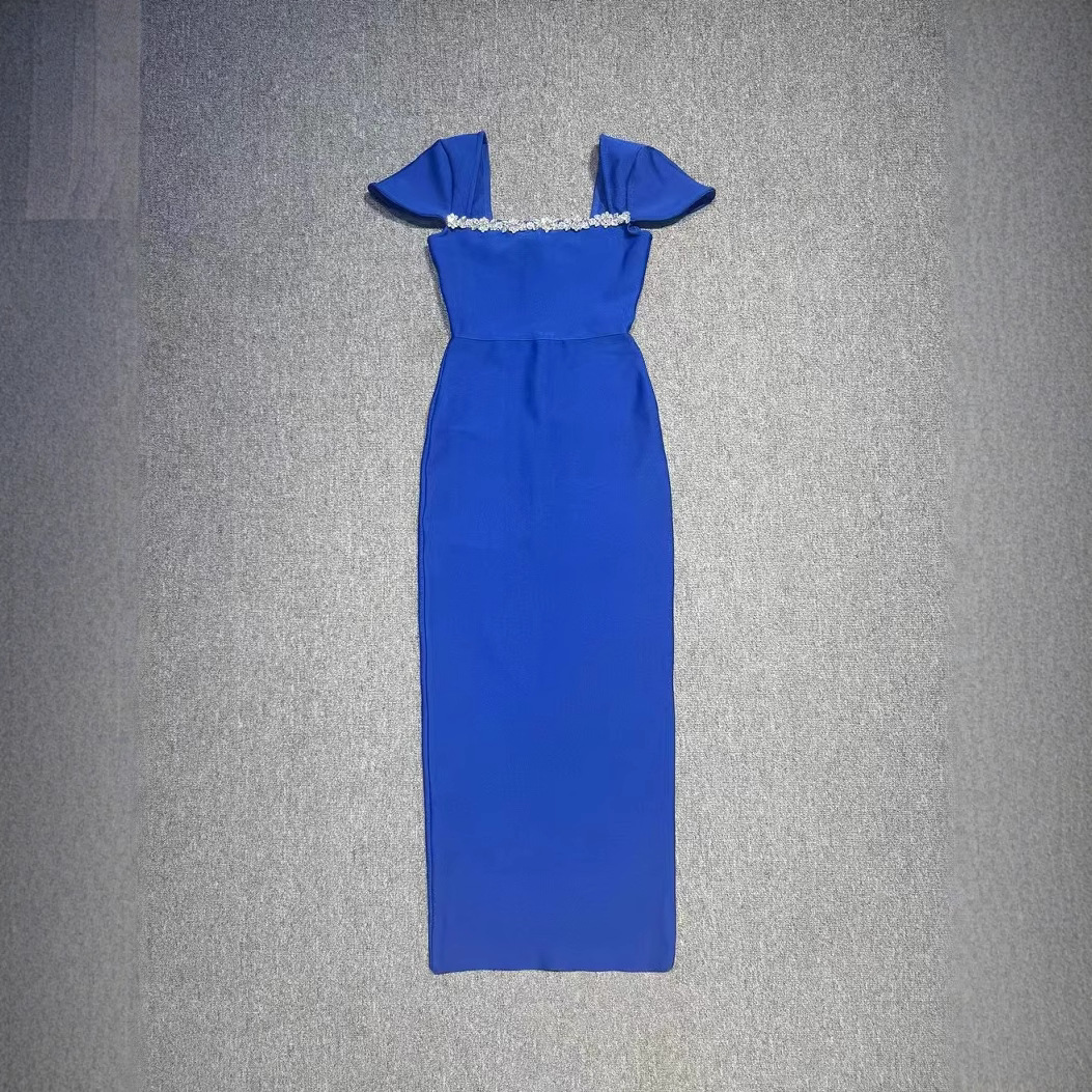 D53145 High quality high-end heavy industry foreign trade women's sexy temperament evening dress skirt bandage long dress