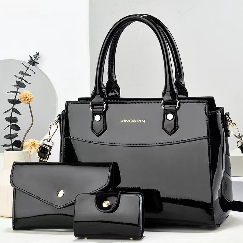2025 New Outdoor Style Luxury Free Delivery Designer Bag 3-piece Shiny Leather Designer Women's Crossbody Wallet Shoulder Travel Shopping Handbag