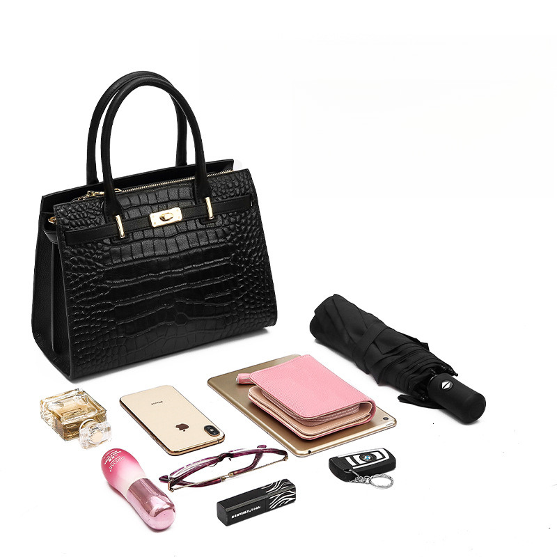 2025S Designer New Crocodile Patterned Cowhide Crossbody For Women Large Capacity Women S High End Leather Kelly Bag