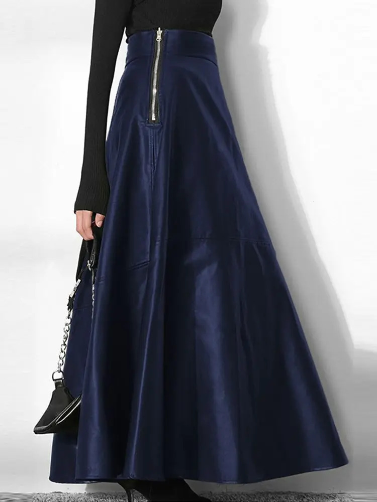 ZANZEA Womens PU Leather Maxi Leather 2023 Spring Elegant OL Long Saias Fashion Solid Faldas Casual High Waist Zipper Jupe 250324