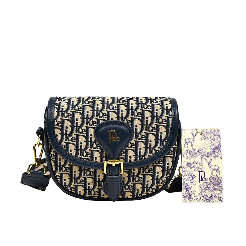 Designer bag free shipping 2025 new fashionable temperament saddle bag high-end printed shoulder crossbody bag for women