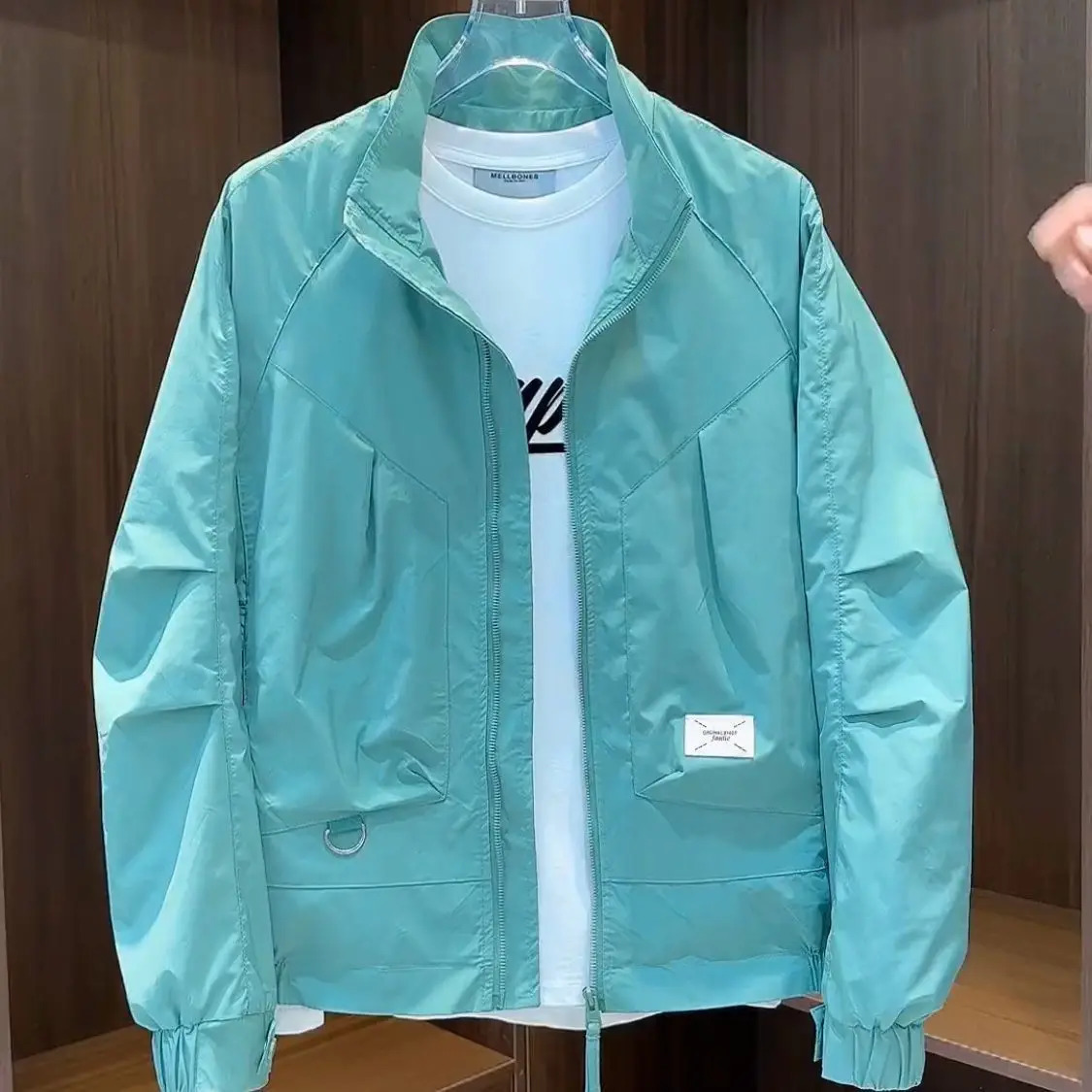 summer thin ventilated casual solid color sunscreen jacket trend fully matched loose vertical collar jacket 250415