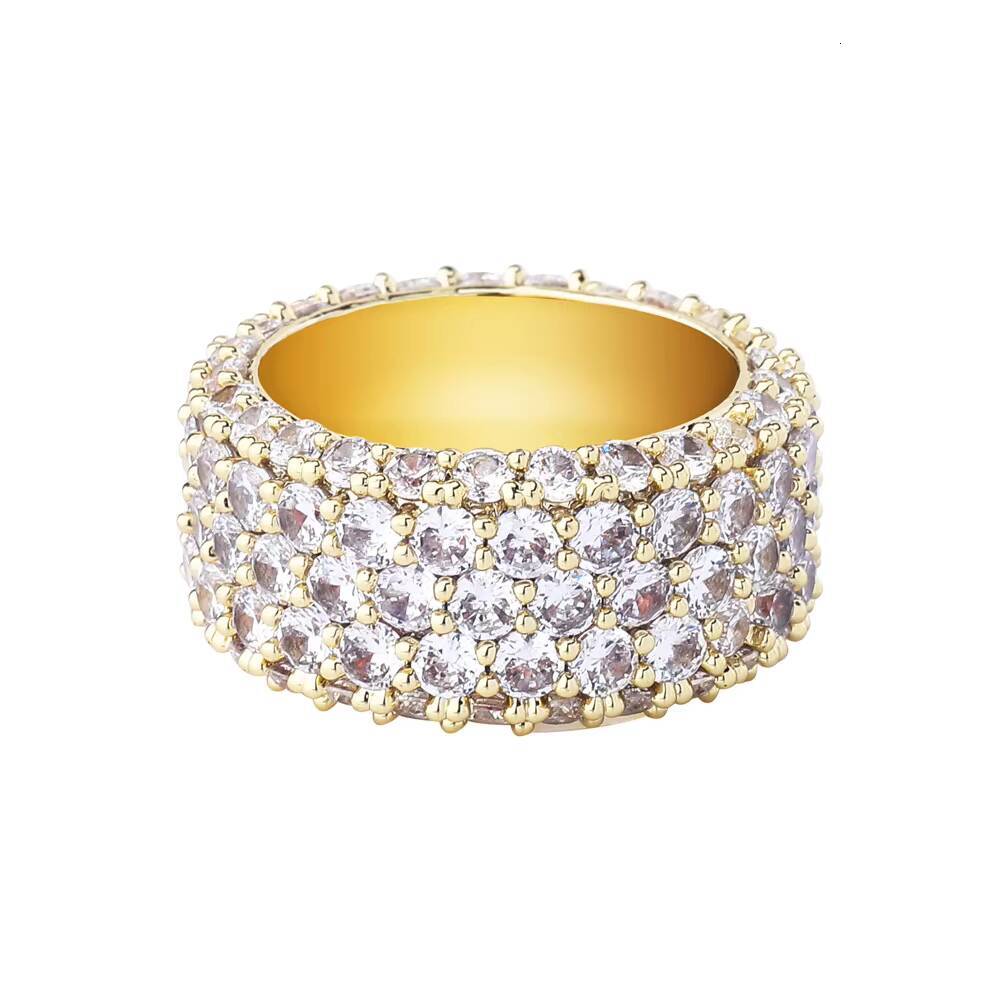 Hip Hop Iced 925 Silver VVS Moissanite GRA Rapper Tester 5 Rows Dazzling Sparkly Eternity Band Ring for Men Pass Diamond Tester