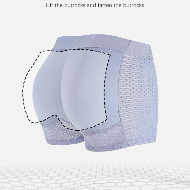 Men Trunks Builtin Butt Hip Lifter Enhancer Shorts Boxer Briefs Padded Underwear Shapewear Underpants Nylon Breathable 251103