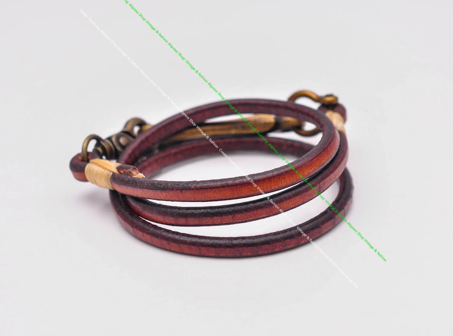 30 Retro Brown Handmade Long Punk Biker Motocycle Trucker 7*5mm Thick Plain Leather Keychain Jean Wallet Chain With Brass Hook 250414