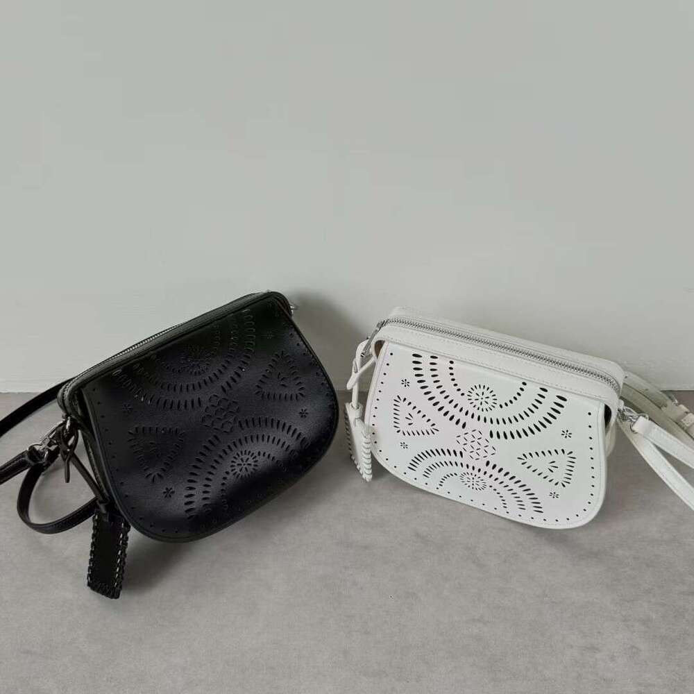 Mm Women's Bags Hollowed Out Carved Saddle High-Quality And Versatile Single Shoulder Crossbody Bag, Design Sense Handbag, Genuine Leather Women&