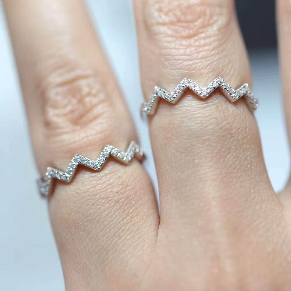 To My Best Friend Highs and Lows Inspirational Ring Adjustable Opening Wave Pattern Moissanite Inlaid Ring Wavy Zigzag Ring Gift