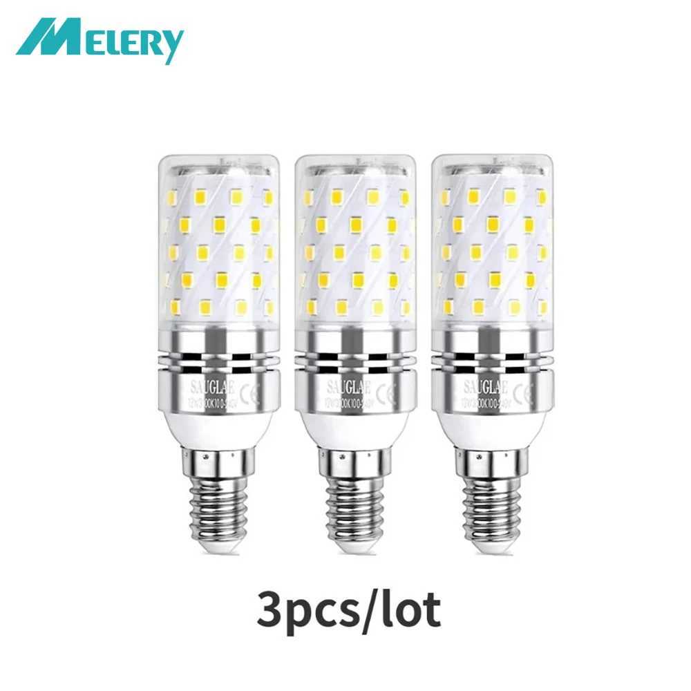 Melery E14 LED Corn Light Bulbs 12W Lamp 1200W Incandescent Equivalent 6000K Daylight White Candelabra 1200Lm Edison Screw 3Pack C251115