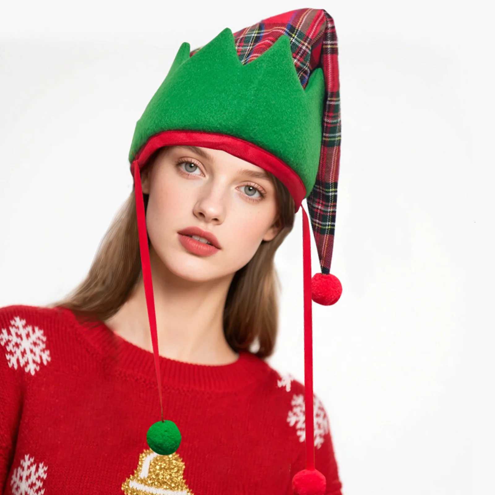 New Christmas Hat Christmas Atmosphere Hat With Ball Headdress Children Adults Christmas Gifts Holiday Party Decoration Supplies Y251115