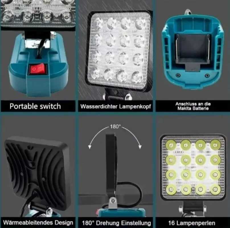 Outdoor 144V/18V LED Work Light Lithium Battery Lanterns Flashlight Camping Lamps Emergency Lighting Long-lasting Illumination M251115