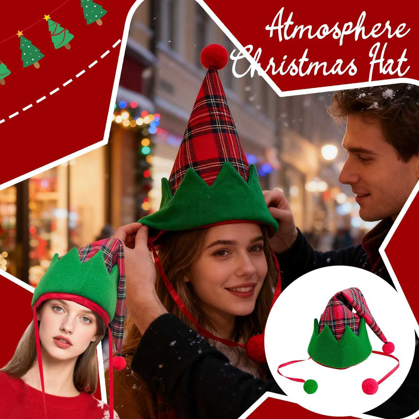 New Christmas Hat Christmas Atmosphere Hat With Ball Headdress Children Adults Christmas Gifts Holiday Party Decoration Supplies Y251115
