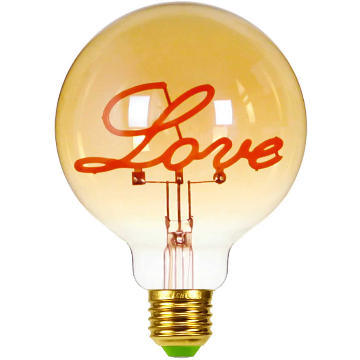 Retro Edison Bulb Dimmable E27 220V 110V 4W G95 Love Letter Light Home Decor LED Filament Bulb C251115