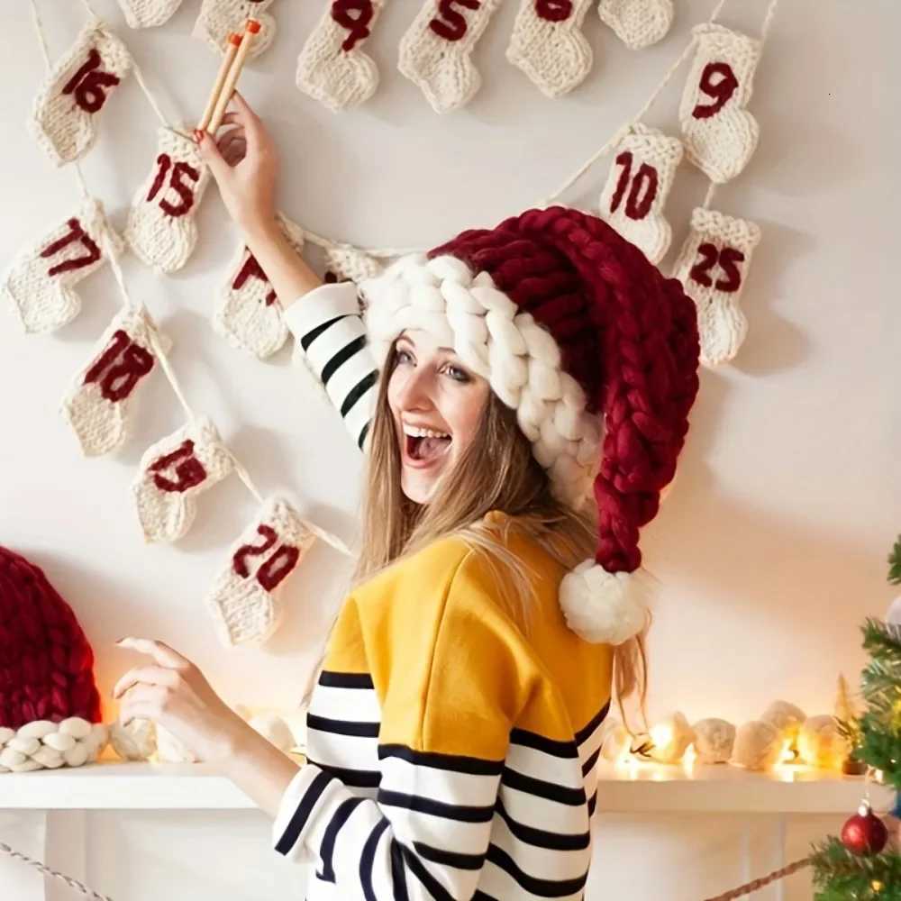 Handmade Santa Claus hat in autumn and winter polyester Christmas hat with zipper closure suitable for holiday occasions Y251115