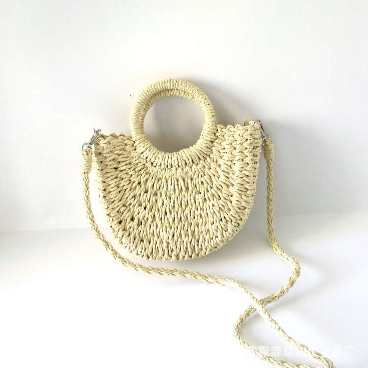 Handmade Beach Bag 2022 New Grass Half Round Small Handheld Crossbody Dual Purpose Versatile Photo Beach Fashionable Woven Bag Kq2