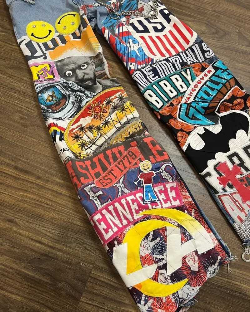 Strt hip-hop punk casual loose straight wide leg mens retro American Y2K Harajuku fashion oversized womens jeans X250415