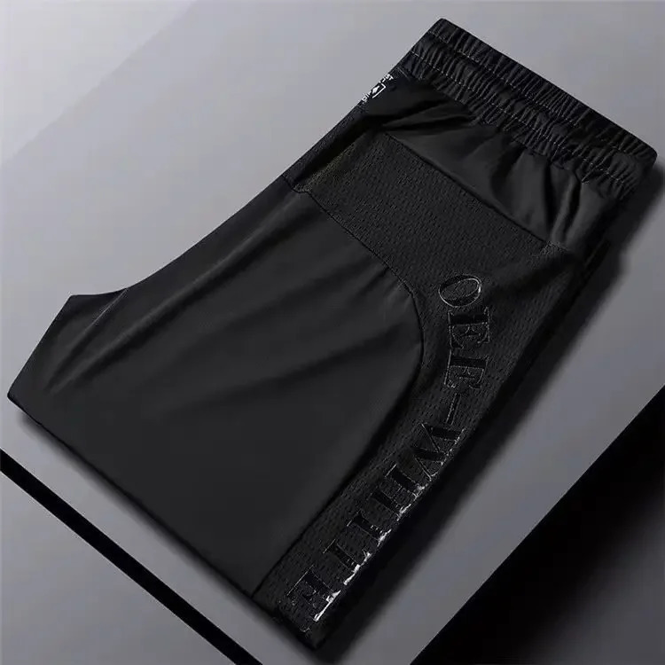Mens Ice Silk Pants Summer Thin Quick Drying Sports Leisure Loose and Breathable Air Conditioning Trouser 250410