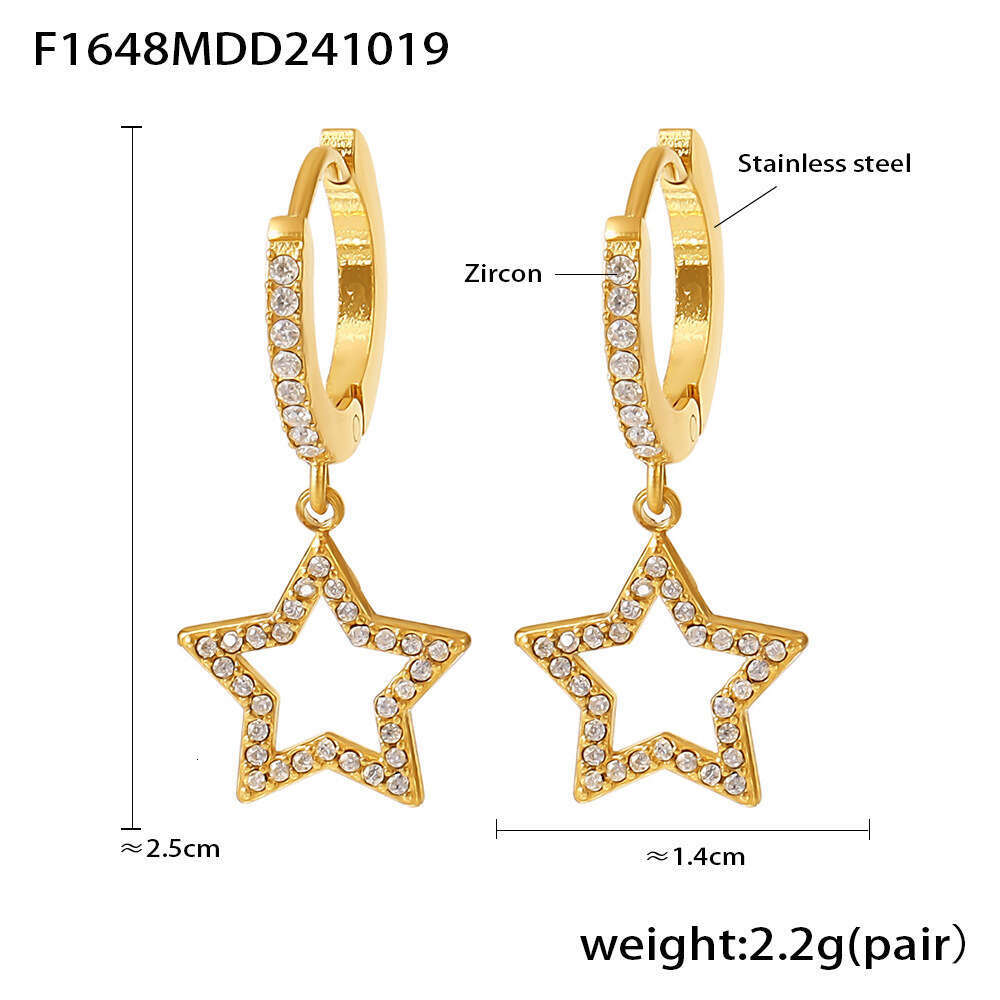 Gia Ins style light hollow out heart set with zircon, super sparkg starry earrings, sweet fairy daily accessories