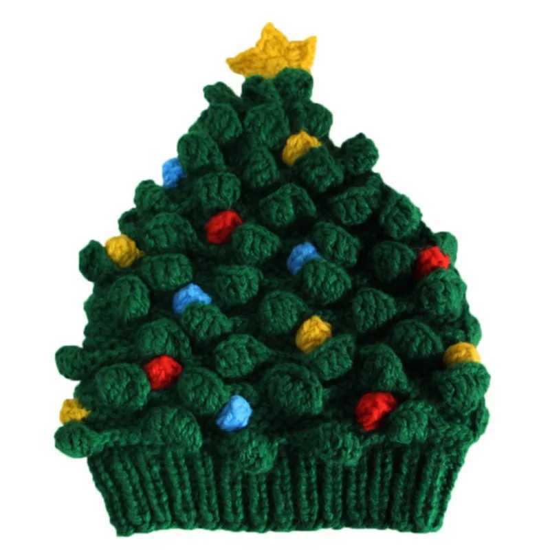 1PC Christmas Tree Style Knitted Hat Funny Festive Warm Cap for Autumn Winter Creative Christmas Party Hat Unique Xmas Gift Y251115