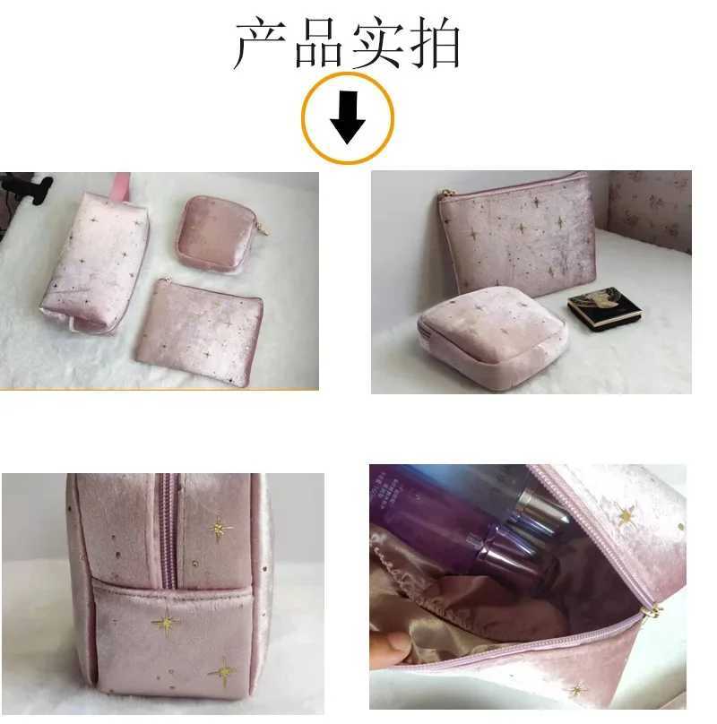 High quality womens handbag Star solid color Veet small portable storage bag large capacity Veet travel makeup bagXJ250415