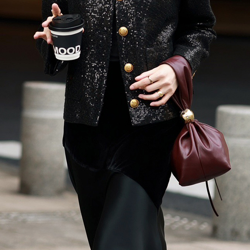 Chic Vintage Style Textured Pouch Mini Pleat Design Accessory