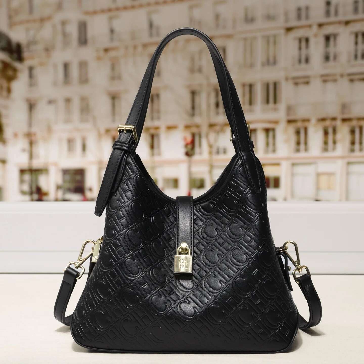 A For Classic Style Fashion Retro Craft New 2025 Women's Handbag Letter Printed Metal Accessories Large Capacity Solid Color