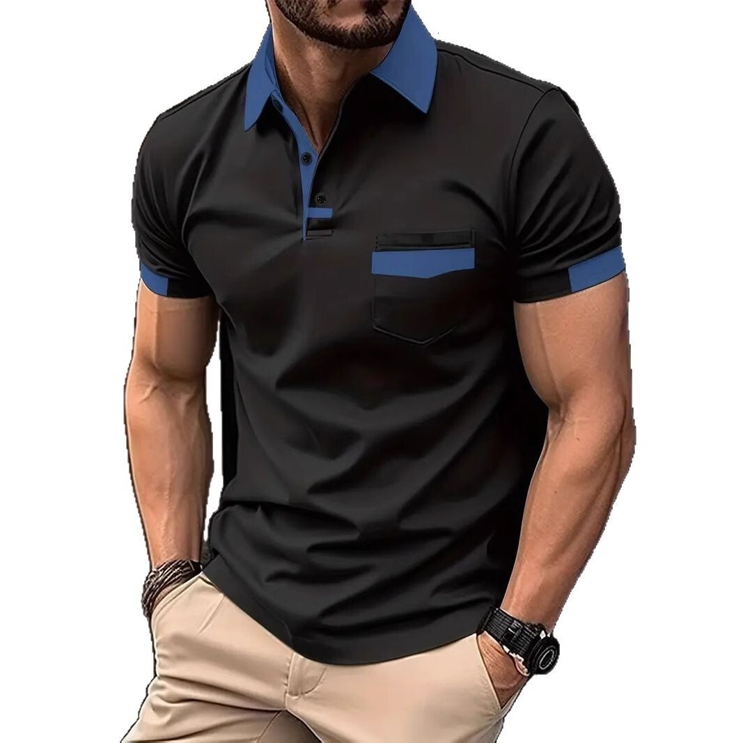 2025 Mens Top Color blocked Pocket Summer Quick Sale Mens Polo Shirt Sports Polo Shirt