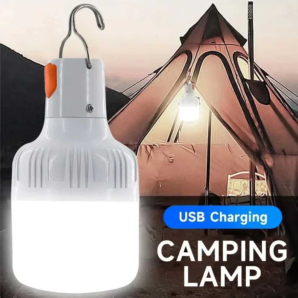 40W/100W/120W Camping Brightness Light Portable Rechargeable Dimming LED Bulb Outdoor Tent Light Emergency Night Light with Hook M251115