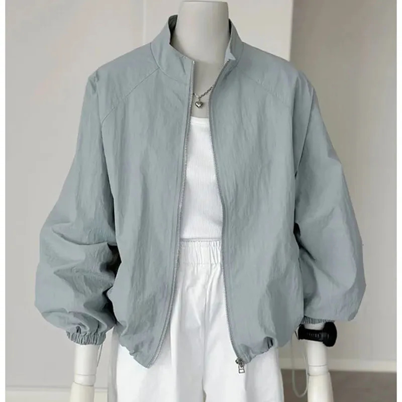 Korean Female Long Sleeved Sunscreen Jacket Spring Summer Women Leisure Sports Jacket Coat Solid Color Thin Style Ladies Outwear 250414